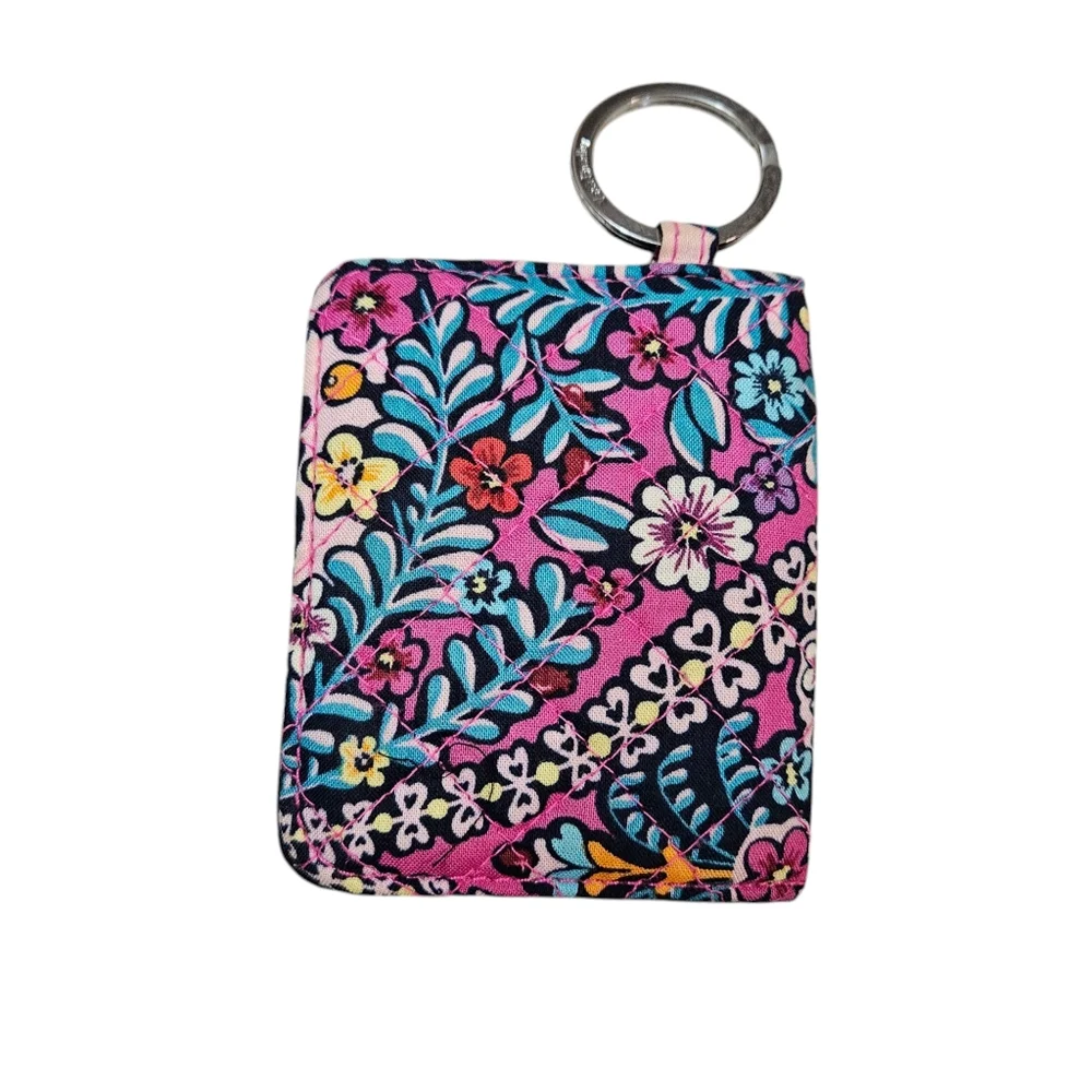 Vera Bradley Campus Double ID Case/ Holder Key Ring Kalidescope Pink Pattern